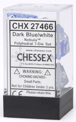 Chessex Dice: 7 Set Polyhedral Dark Blue White Nebula CHX27466